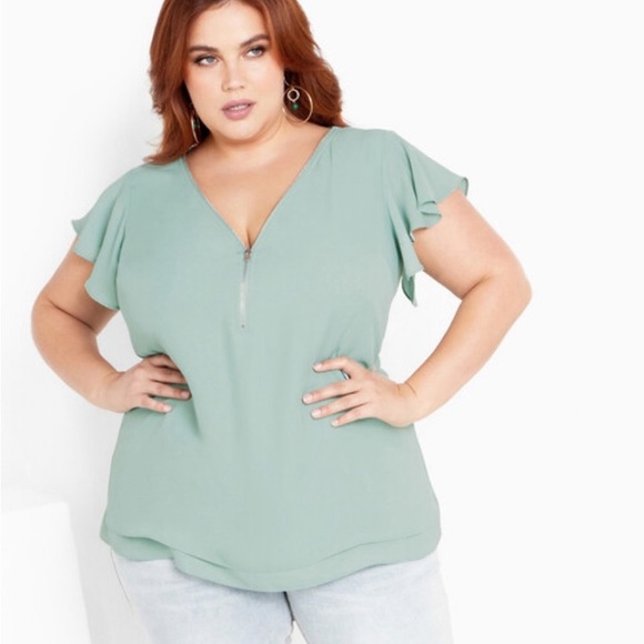 City Chic Tops - 50% Off! 3 Days Only! NWOT - City Chic - Seafoam Chiffon Blouse - Sz Lg!!!
